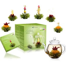 Set de regalo de tetera y flores de té verde Abloom