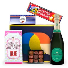 Caja de regalo de champán y chocolate