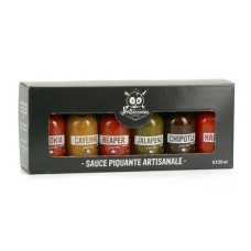 Cajas de 6 purés de chile Hellicious