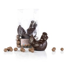 Dark chocolate chick and its milk chocolate caramel cereal pearls (120g bag)