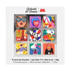 Caja de 9 cuadrados de chocolate ecológico variado - Le Parisien (Caja de 45g)