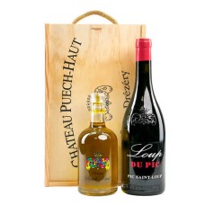 Caja Pic Saint Loup Chateau Puech-haut - 1 vino tinto Loup du Pic 75cl + 1 aceite de oliva 37,5cl