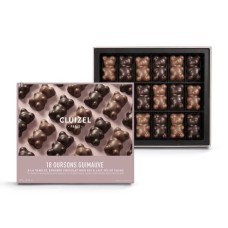Caja de 18 ositos de malvavisco Cluizel de color negro y leche