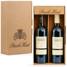 Estuche de regalo Chateau Puech-haut de 2 botellas: 1 vino tinto Prestige de 75 cl + 1 vino blanco Prestige de 75 cl.
