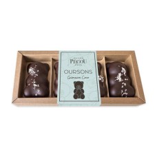 Caja de 4 ositos de malvavisco recubiertos de chocolate negro y coco (caja de 100 g)