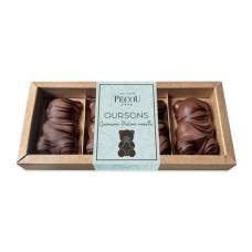 Caja de 4 ositos de chocolate con praliné, avellanas y malvaviscos (caja de 100 g)
