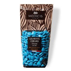 Grageas de chocolate con leche en forma de corazón color turquesa (bolsa de 250 g)