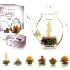 Set de regalo con tetera y flores de té negro Abloom