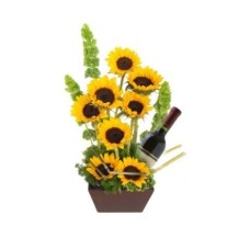 Ocho girasoles y vino