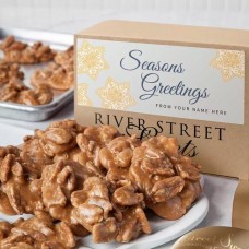 Caja personalizada de 10 bombones de praliné para felicitar las fiestas.