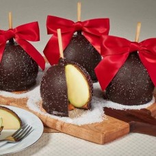 Manzanas con caramelo de sal marina y chocolate negro - Paquete de 4