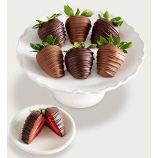Fresas con chocolate con leche y negro belga artesanal (Mezcla de chocolate con leche y negro - Media docena)