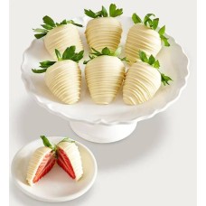 Fresas con chocolate blanco belga artesanal (media docena)