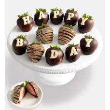 Felicitaciones de cumpleaños: Fresas bañadas en chocolate belga artesanal