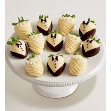 Diseño de fresas cubiertas de chocolate belga para los novios
