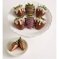 Helados de fresas con chocolate belga artesanal (media docena)