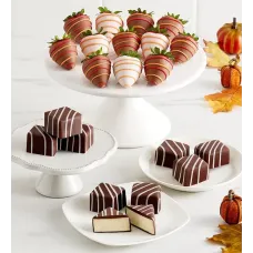Bocaditos clásicos de tarta de queso con fresas gourmet de otoño bañadas en chocolate (Bocados clásicos de tarta de queso)