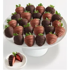 Fresas con chocolate con leche y negro belga artesanal (Mezcla de chocolate con leche y negro - Media docena)