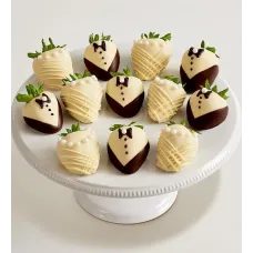 Diseño de fresas cubiertas de chocolate belga para los novios