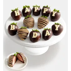 Felicitaciones de cumpleaños: Fresas bañadas en chocolate belga artesanal