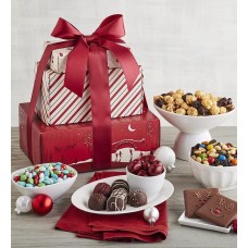 Torre festiva de dulces y salados