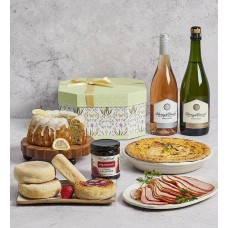 Caja de regalo para brunch de primavera con sombrero y vino (Caja de regalo para brunch de primavera con sombrero y vino)