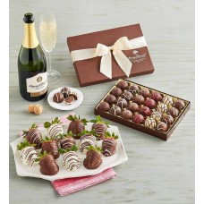 Fresas gourmet con glaseado, trufas de chocolate y vino (fresas gourmet con glaseado, trufas de chocolate y vino rosado)