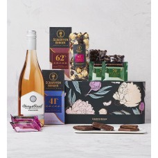 Colección de curiosidades de chocolate Scharffen Berger con vino rosado