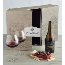 Set de regalo: Pinot Noir Reserva con copas y trufas.
