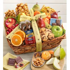 Cesta de regalo de frutas y dulces para expresar condolencias