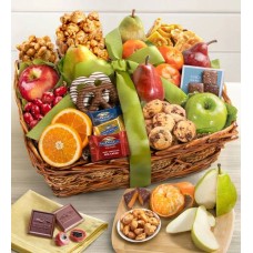 Cesta de regalo exclusiva de frutas y dulces