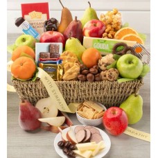 Cesta de regalo grande de frutas y dulces de condolencia (Cesta de regalo grande de frutas y dulces de condolencia)