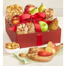 Caja de regalo con frutas y dulces irresistibles