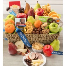 Cesta de regalo grande de frutas y dulces para sentirse mejor