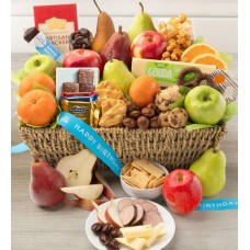 Cesta de regalo grande de frutas y dulces para cumpleaños
