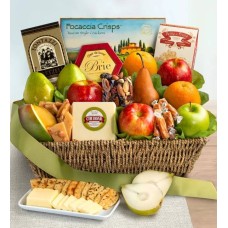 Cesta de regalo de frutas y quesos de río maduros
