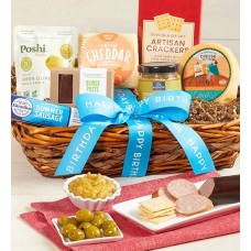 Cesta de regalo epicúrea de carne y queso para cumpleaños