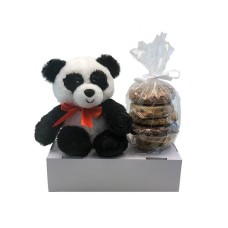 Set de regalo: peluche de panda con galletas gourmet sin gluten (media docena).