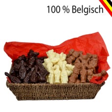 Cesta de San Nicolás de 1 kg con figuras de chocolate Callebaut