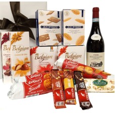 Delicioso paquete de regalo belga con tinto italiano