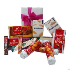 Paquete de regalo belga gigante con galletas, turrón y chocolate