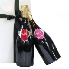 Gosset Grande Reserve y Rose empaquetados juntos como regalo