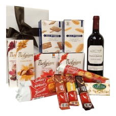 Lalande de Pomerol con dulces belgas como regalo promocional