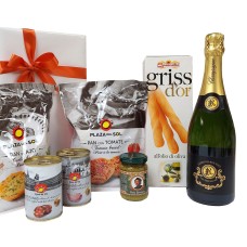 Regalo con snacks italianos y españoles Y champagne