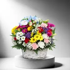 Cesta de flores arcoíris (normal)