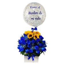 Arreglo de flores azules