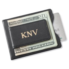 Billetera personalizada con clip magnético para billetes, color negro