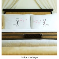 NUEVO juego de funda de almohada Couples Stick Figure