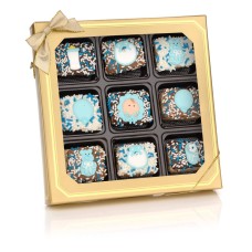 Mini Crispy bañados en chocolate para bebé niño - Caja de regalo con ventana (9 unidades)