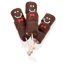 Palitos de malvavisco bañados a mano con forma de hombre de jengibre